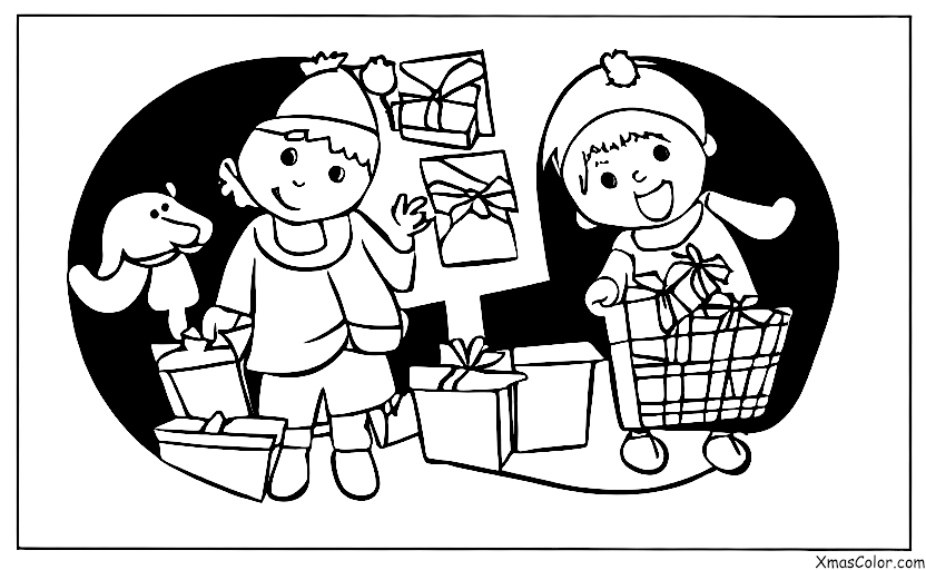 Noël / Achats de Noël: Un enfant qui fait les courses pour son animal de compagnie