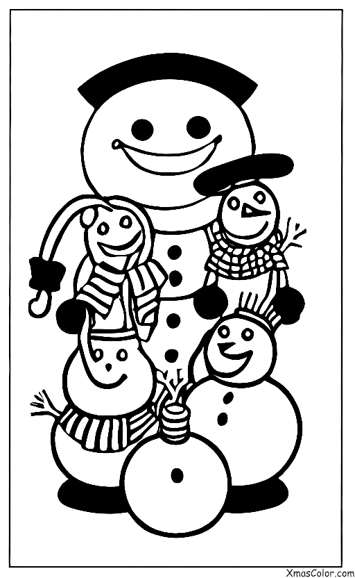 Noël / Amis: 4 amis construisent un bonhomme de neige