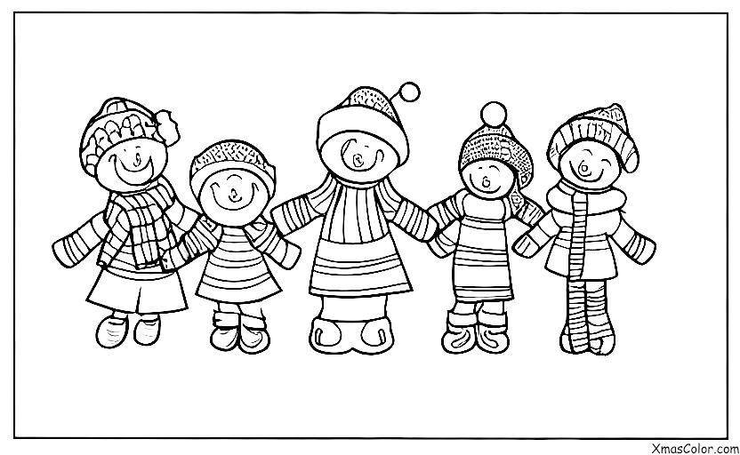 Noël / Amis: Les amis de Noël jouant dans la neige