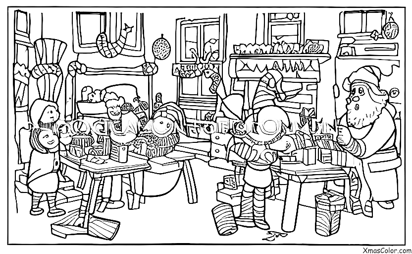 Noël / Amis: Papa Noël dans son atelier