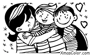 Noël / Amour: Un garçon qui serre sa mère dans ses bras