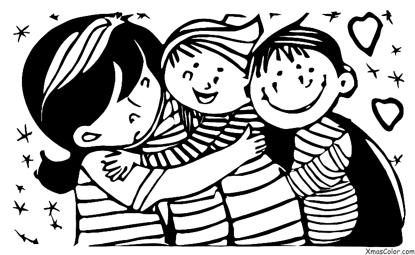 Noël / Amour: Un garçon qui serre sa mère dans ses bras