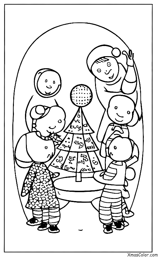 Noël / Amour: Une famille assise autour du sapin de Noël