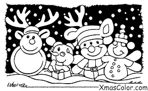 Noël / Anges de neige: Un ange de neige et un renne