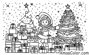 Noël / Anges de neige: Un ange de neige et un sapin de Noël