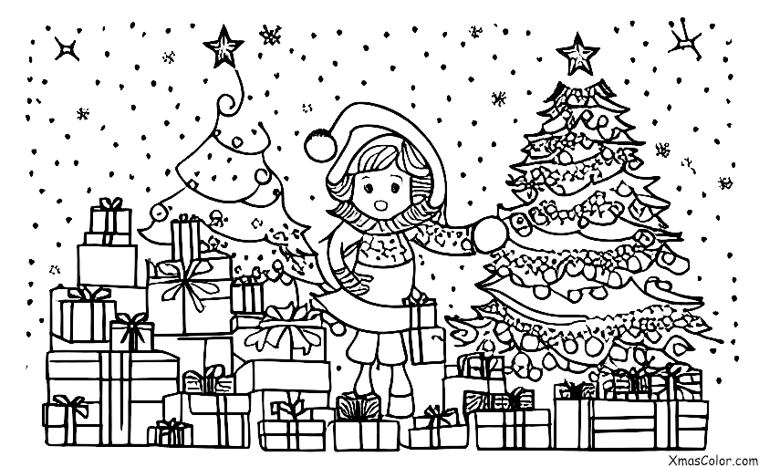 Noël / Anges de neige: Un ange de neige et un sapin de Noël