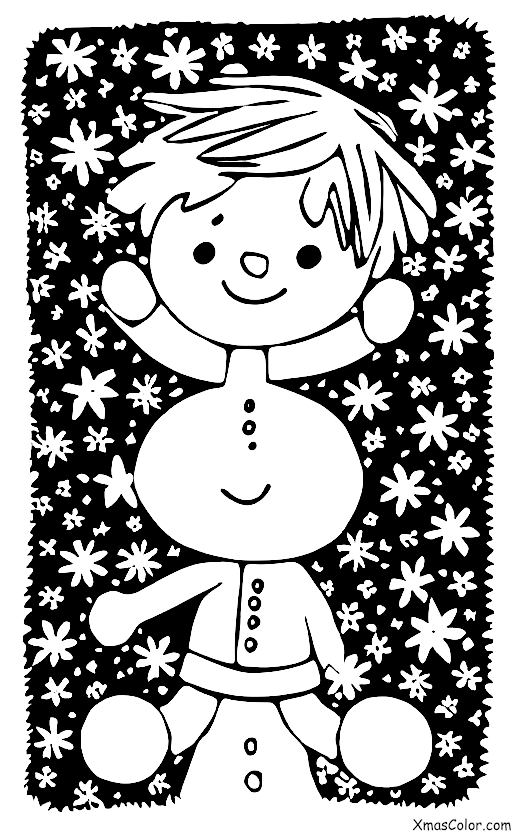 Noël / Anges de neige: Un garçon faisant un ange de neige