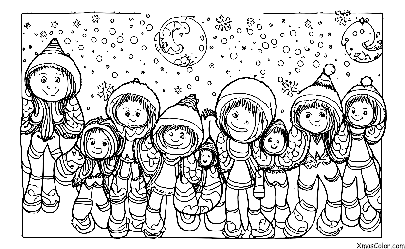 Noël / Anges de neige: Un groupe d'anges de neige