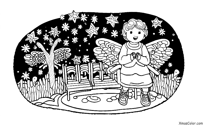 Noël / Anges de Noël: Un ange dans un parc