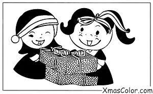 Noël / Anges de Noël: Un ange de Noël apportant un cadeau à un enfant