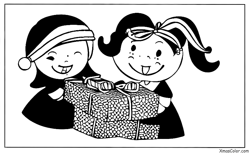 Noël / Anges de Noël: Un ange de Noël apportant un cadeau à un enfant