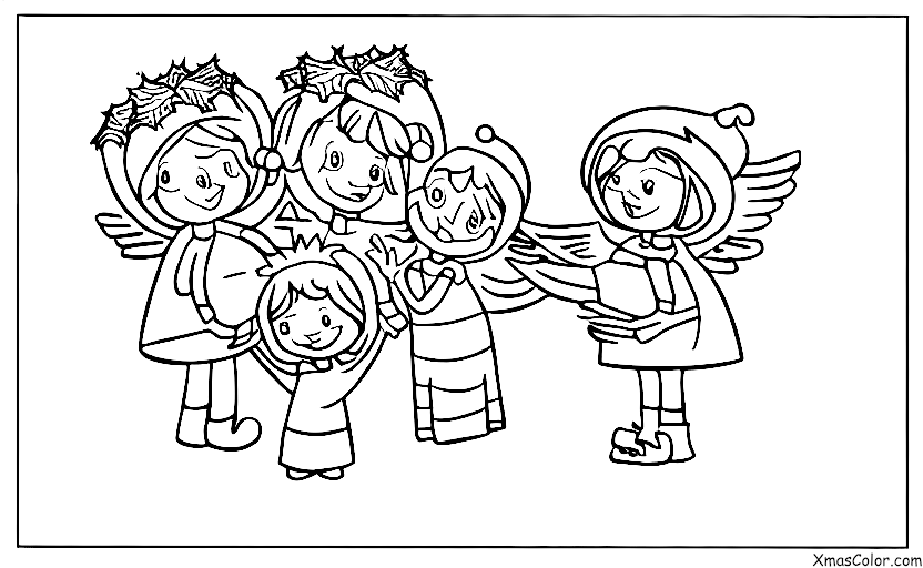 Noël / Anges de Noël: Un ange de Noël chantant des chants de Noël
