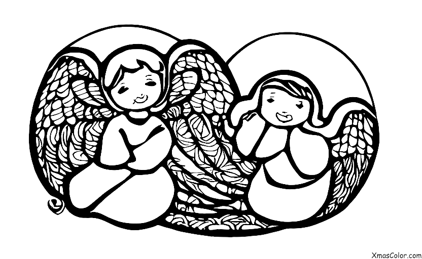 Noël / Anges de Noël: Un ange de Noël qui veille sur les enfants pendant qu'ils dorment