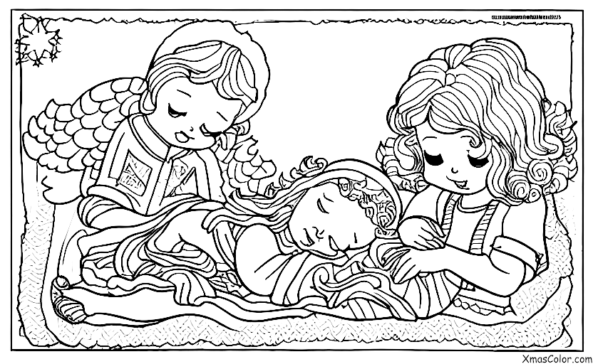 Noël / Anges de Noël: Un ange gardien d'un enfant endormi