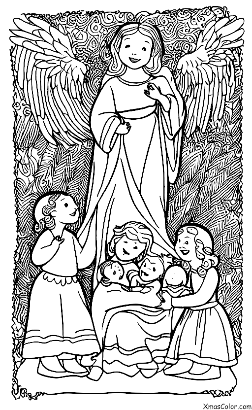 Noël / Anges de Noël: Un ange qui apporte un message à une famille