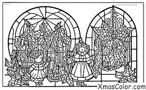 Noël / Avent: Vitrail avec le couronnement de l'Avent