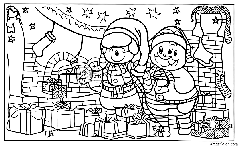 Noël / Bas de Noël: Bas de Noël avec un Père Noël
