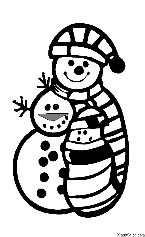 Noël / Bas de Noël: Chaussette de Noël avec un bonhomme de neige