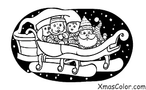 Noël / Bas de Noël: Papa Noël dans son traîneau