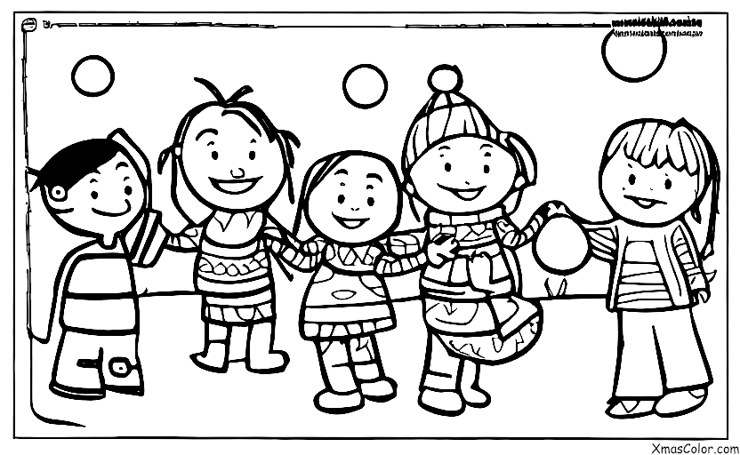 Noël / Bataille de boules de neige: Famille faisant une bataille de boules de neige