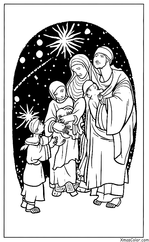 Noël / Bébé Jésus: Les bergers visitant Jésus Bébé dans la grange