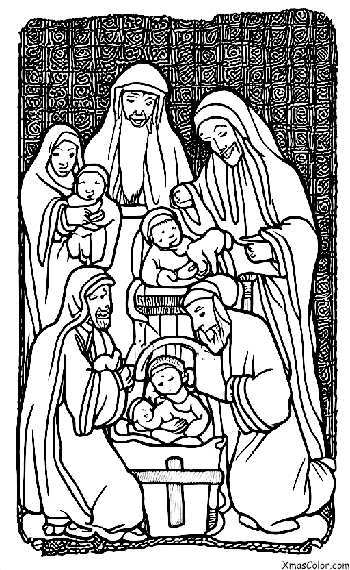 Noël / Bébé Jésus: Les Trois Rois Mages amenant des cadeaux au jeune Jésus