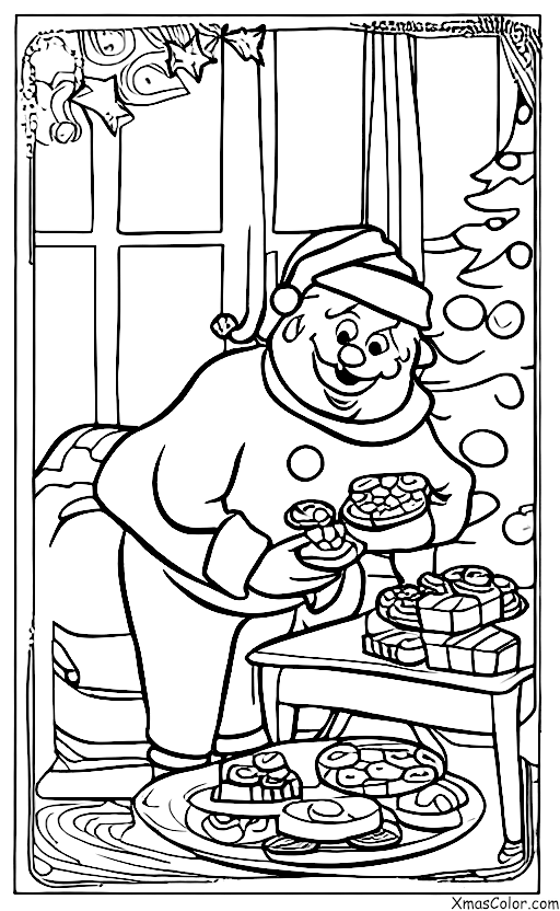 Noël / Biscuits de Noël: Père Noël mangeant des biscuits