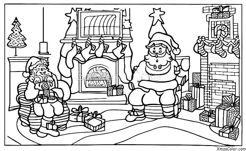 Noël / Biscuits de Noël: Père Noël manger un biscuit de Noël