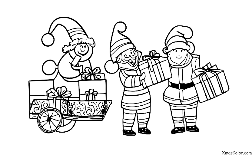 Noël / Blitzen: Blitzen et Père Noël livrant des cadeaux la veille de Noël