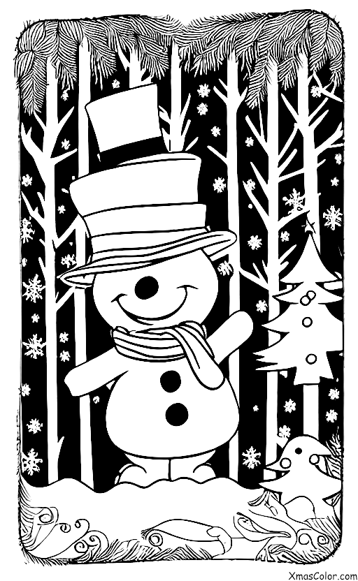 Noël / Bonhomme de neige pas gentil: Frosty le bonhomme de neige qui marche dans la forêt