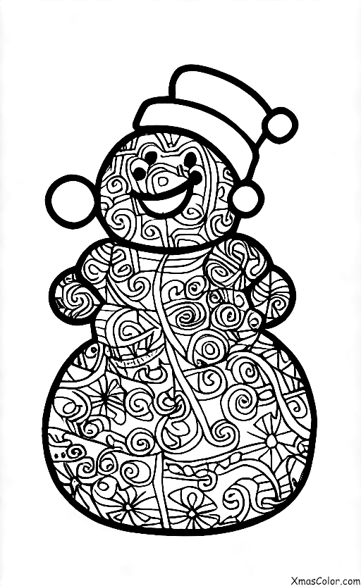 Noël / Bonhomme de neige: Bonhomme de neige et guirlandes de Noël