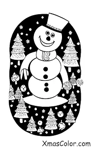 Noël / Bonhomme de neige: Un bonhomme de neige au milieu d'une forêt