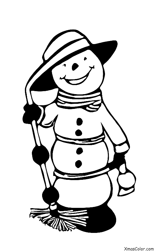 Noël / Bonhomme de neige: Un bonhomme de neige avec un balai