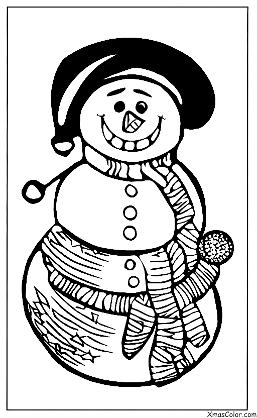 Noël / Bonhomme de neige: Un bonhomme de neige avec un chapeau de Père Noël sur la tête