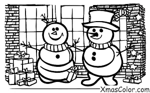 Noël / Bonhomme de neige: Un bonhomme de neige avec un haut-de-forme