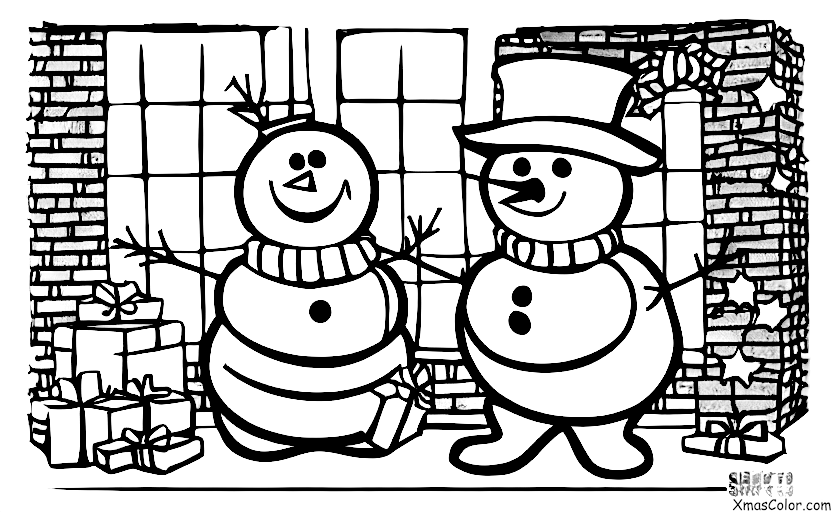 Noël / Bonhomme de neige: Un bonhomme de neige avec un haut-de-forme