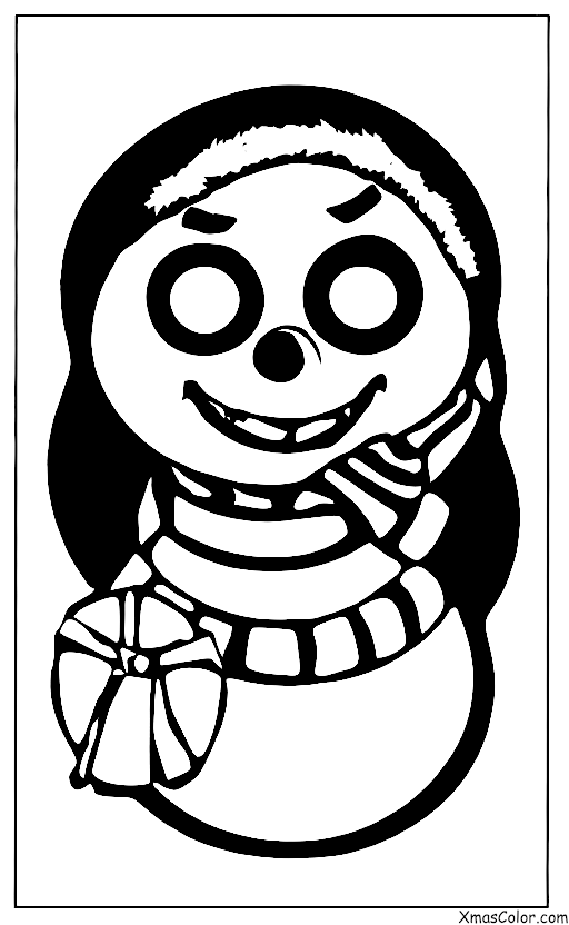 Noël / Bonhomme de neige: Un bonhomme de neige avec un nez en carotte et des yeux de charbon fondant sous le soleil