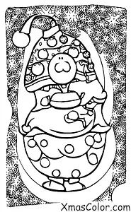 Noël / Boule de Noël: Pudding de Noël avec une scène de Noël