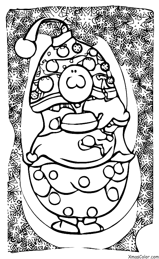 Noël / Boule de Noël: Pudding de Noël avec une scène de Noël
