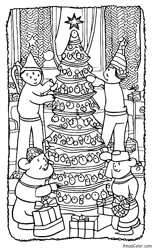 Noël / Bourdon: Bourdon enroulant des cadeaux