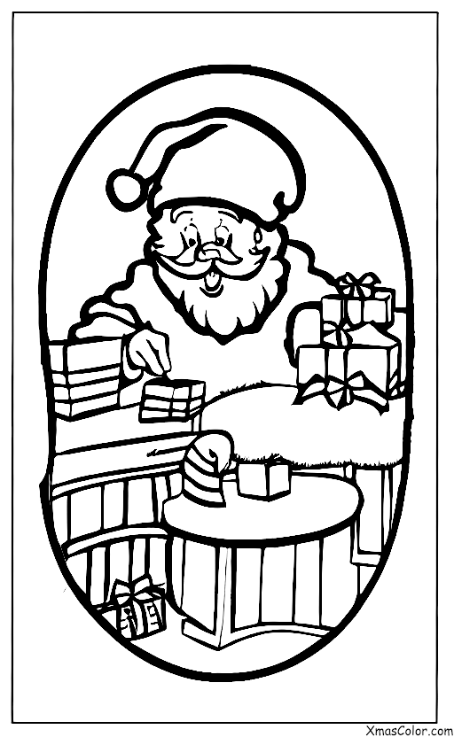Noël / Cartes de Noël: Le père Noël écrit des cartes de Noël