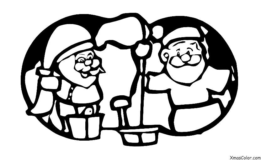 Noël / Cartes de Noël: Père Noël nettoie son atelier