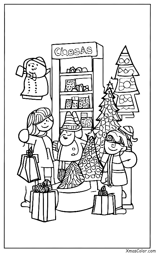 Noël / Ce que les gens font à Noël: Un magasin plein de acheteurs de Noel