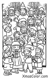 Noël / Chanteurs de Noël: Carolers chantant à Noël dans un parc public