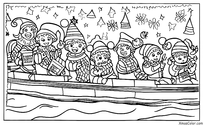 Noël / Chanteurs de Noël: Chanteurs de Noël dans un bateau