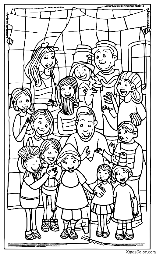 Noël / Chants de Noël: Une famille chantant ensemble