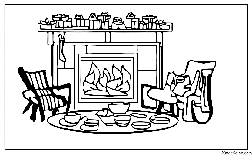 Noël / Cheminées: Une cheminée avec un feu douillet