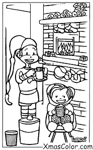 Noël / Chocolat chaud: Un enfant qui boit du cacao chaud