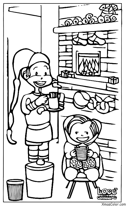 Noël / Chocolat chaud: Un enfant qui boit du cacao chaud