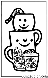 Noël / Chocolat chaud: Une tasse de chocolat chaud avec un bonhomme de neige